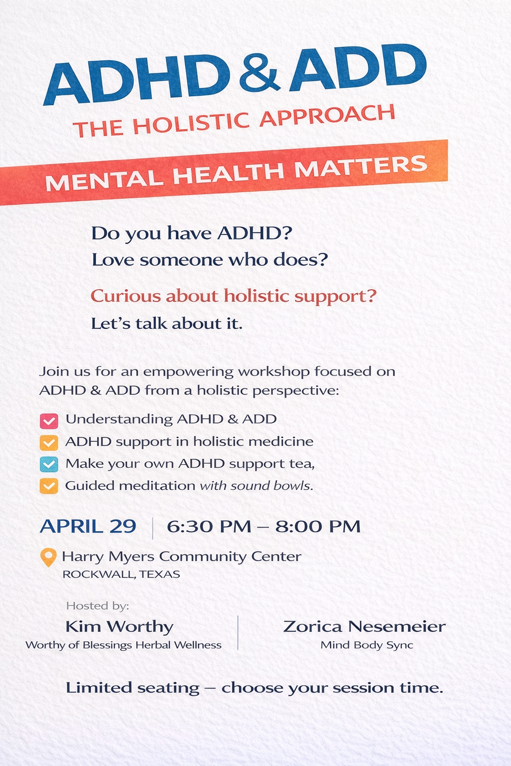 ADHD & ADD: The Holistic Approach Workshop (April 29th)